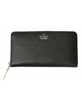 Kate Spade Cameron Street Lacey Black Saffiano Leather Wallet Zip Continental
